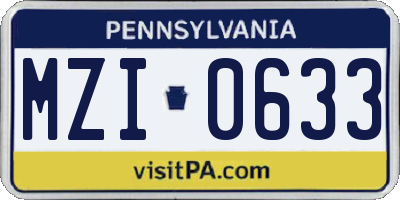 PA license plate MZI0633