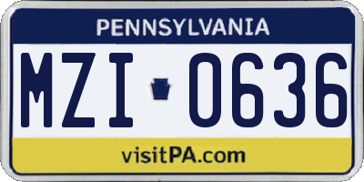PA license plate MZI0636