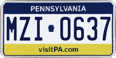 PA license plate MZI0637