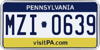 PA license plate MZI0639