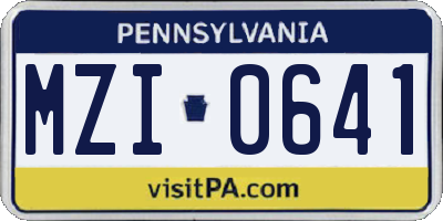 PA license plate MZI0641