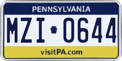 PA license plate MZI0644