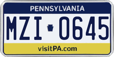 PA license plate MZI0645