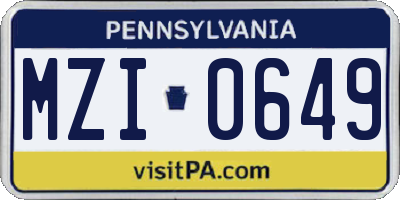 PA license plate MZI0649