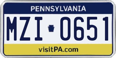 PA license plate MZI0651