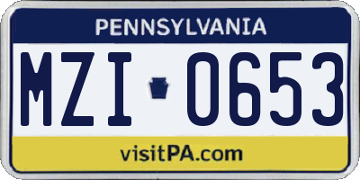PA license plate MZI0653