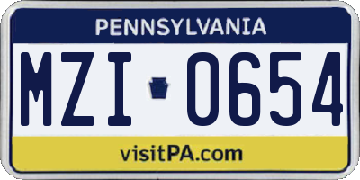 PA license plate MZI0654