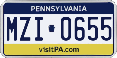 PA license plate MZI0655