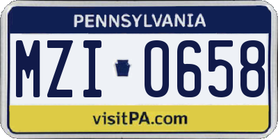PA license plate MZI0658