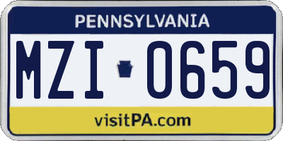 PA license plate MZI0659