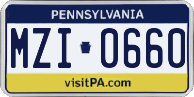 PA license plate MZI0660