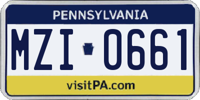 PA license plate MZI0661