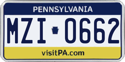 PA license plate MZI0662