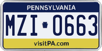 PA license plate MZI0663
