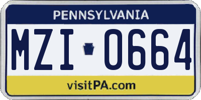 PA license plate MZI0664
