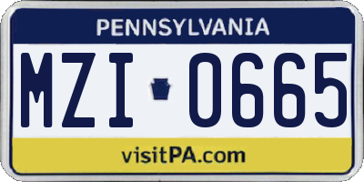 PA license plate MZI0665
