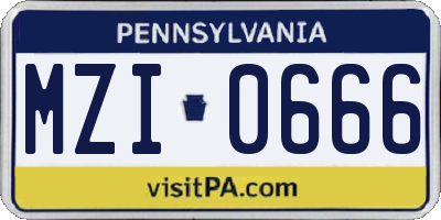 PA license plate MZI0666