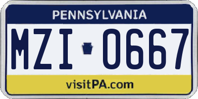 PA license plate MZI0667