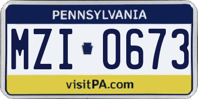 PA license plate MZI0673