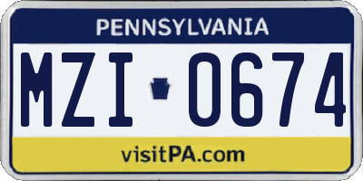 PA license plate MZI0674