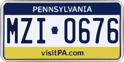 PA license plate MZI0676