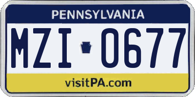 PA license plate MZI0677