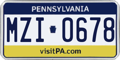 PA license plate MZI0678