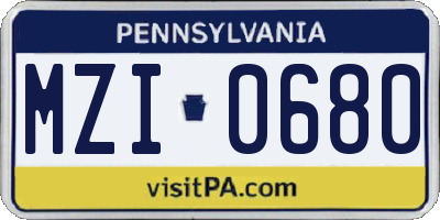 PA license plate MZI0680