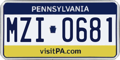 PA license plate MZI0681