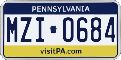 PA license plate MZI0684