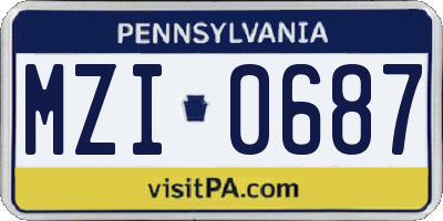 PA license plate MZI0687