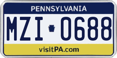 PA license plate MZI0688