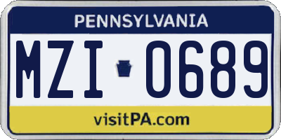 PA license plate MZI0689