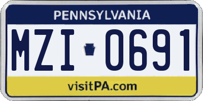 PA license plate MZI0691