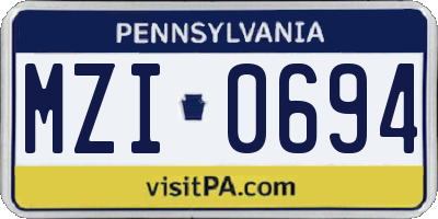 PA license plate MZI0694