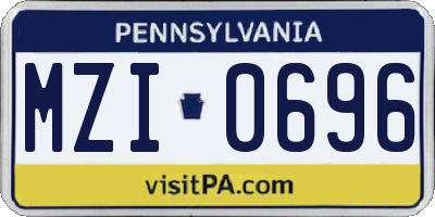 PA license plate MZI0696