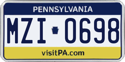 PA license plate MZI0698