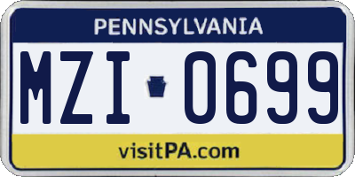 PA license plate MZI0699