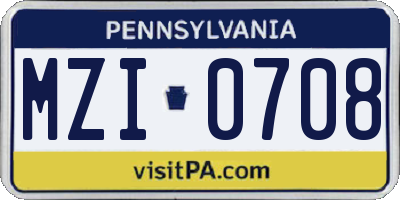 PA license plate MZI0708