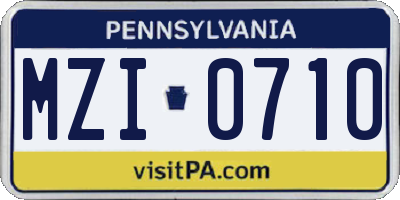 PA license plate MZI0710