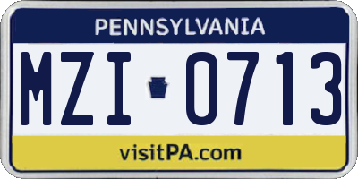 PA license plate MZI0713