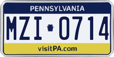 PA license plate MZI0714