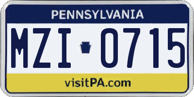 PA license plate MZI0715