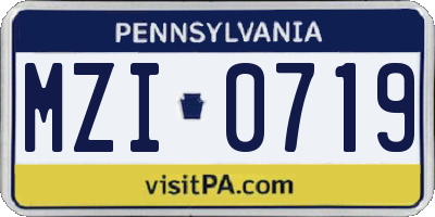 PA license plate MZI0719