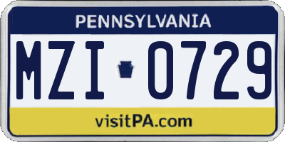 PA license plate MZI0729