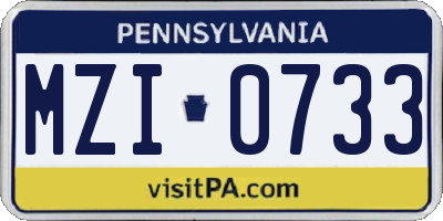 PA license plate MZI0733