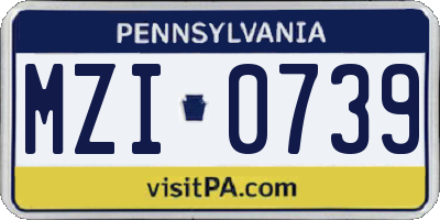 PA license plate MZI0739