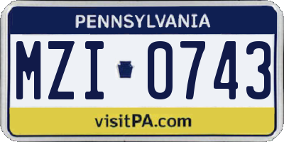 PA license plate MZI0743