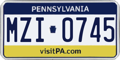 PA license plate MZI0745