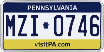 PA license plate MZI0746